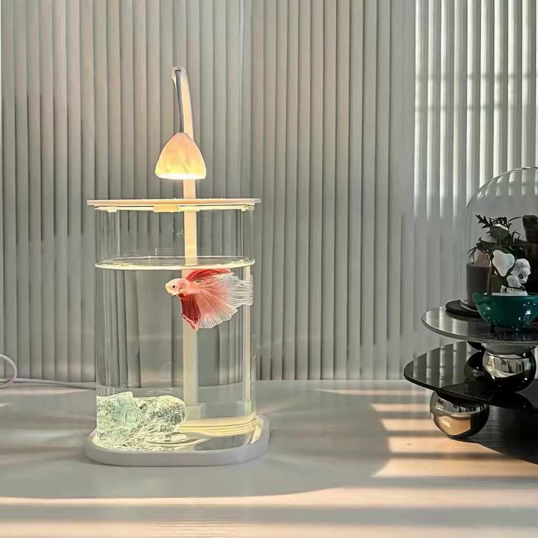 Planted Aquarium For Goldfish - 360° Panoramic Clear Desktop Fish Tank